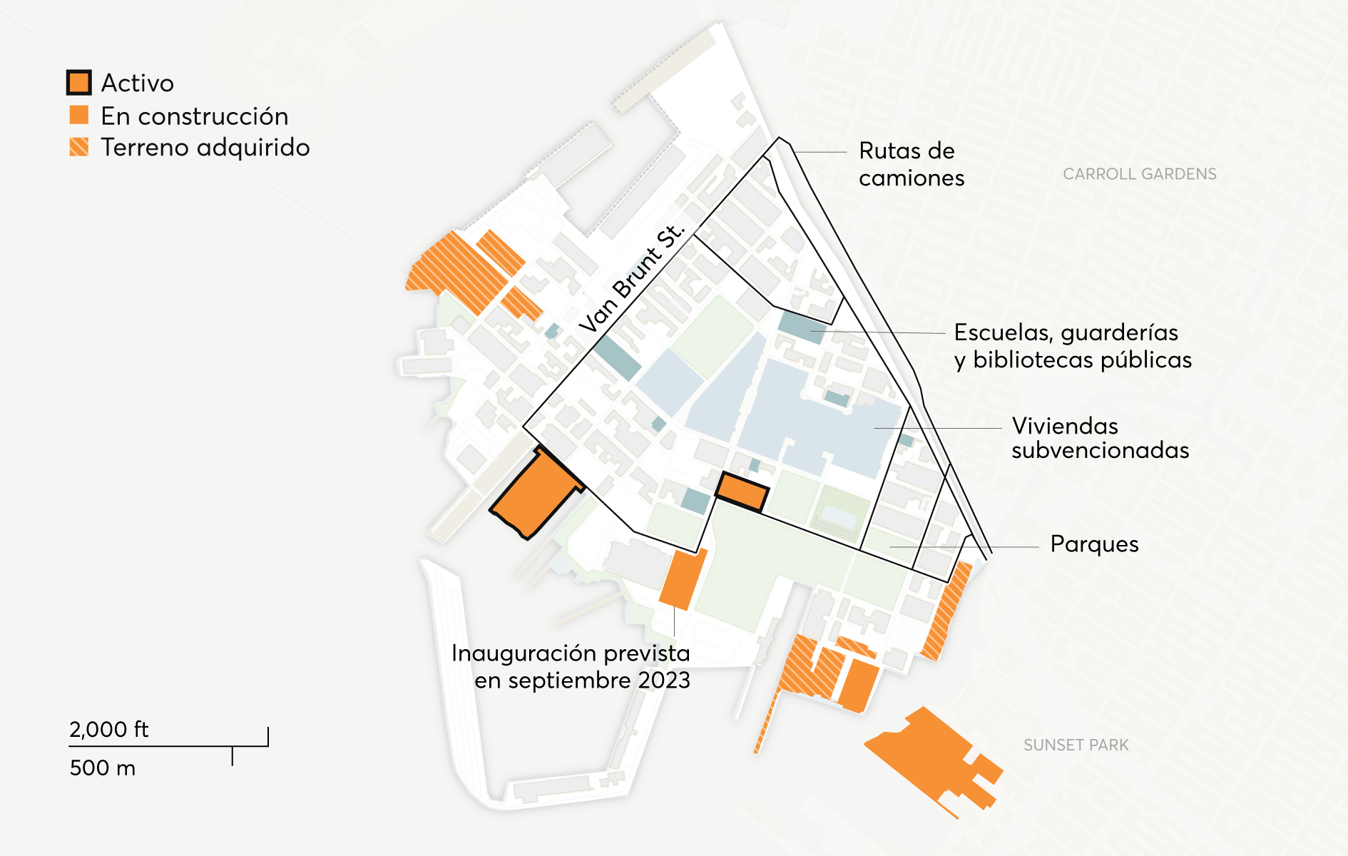 Mapa de las bodegas en Red Hook, Brooklyn