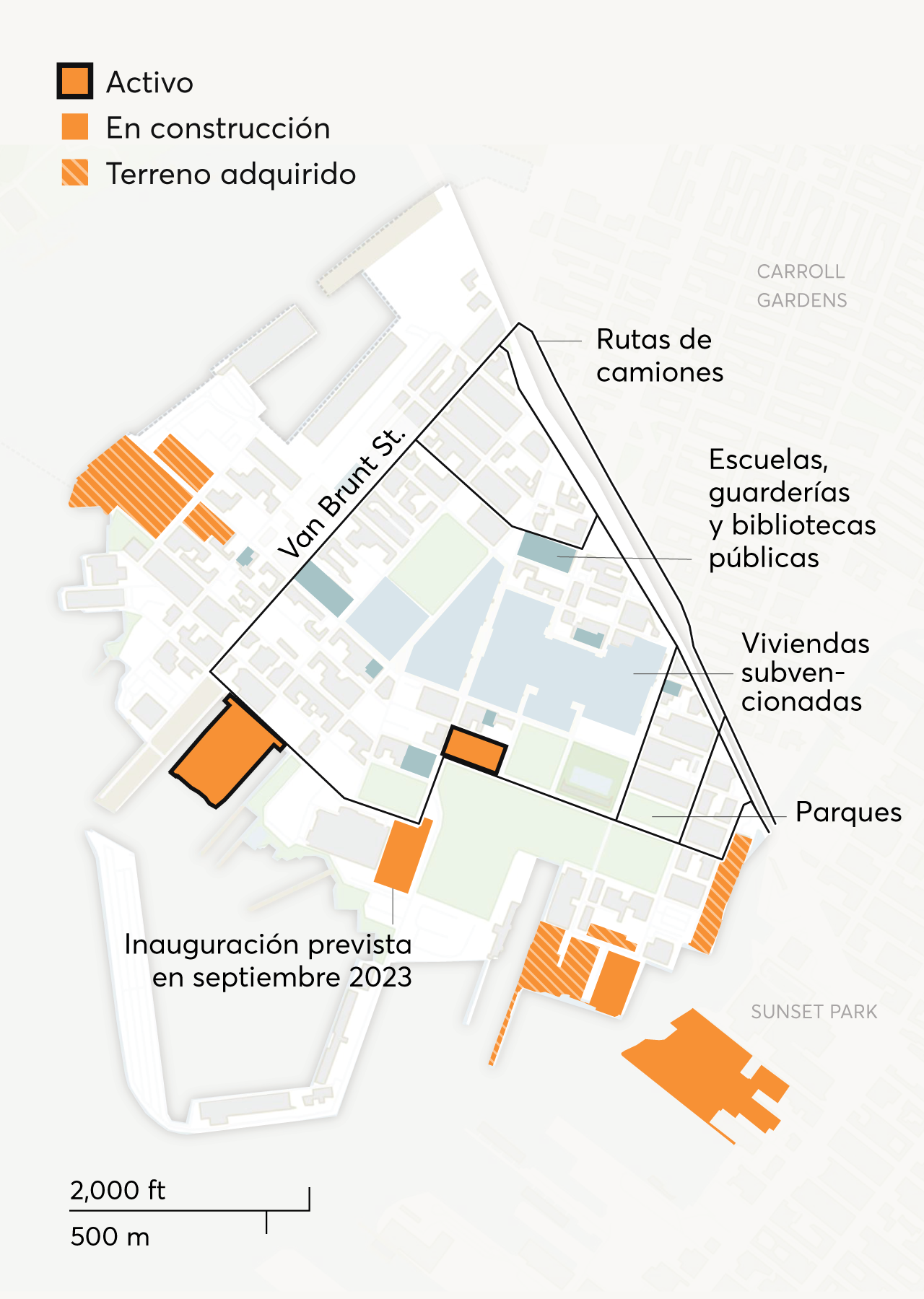 Mapa de las bodegas en Red Hook, Brooklyn